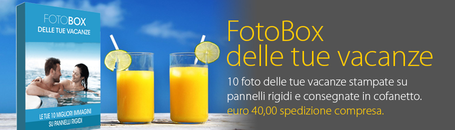 Finite le Vacanze regalati un cofanetto con le 10 migliori foto stampate fotograficamente su pannello rigido dimensione 210x300 spedite direttamente a casa tua.